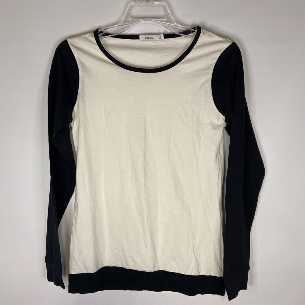 Bossini small long sleeve cream and black tee